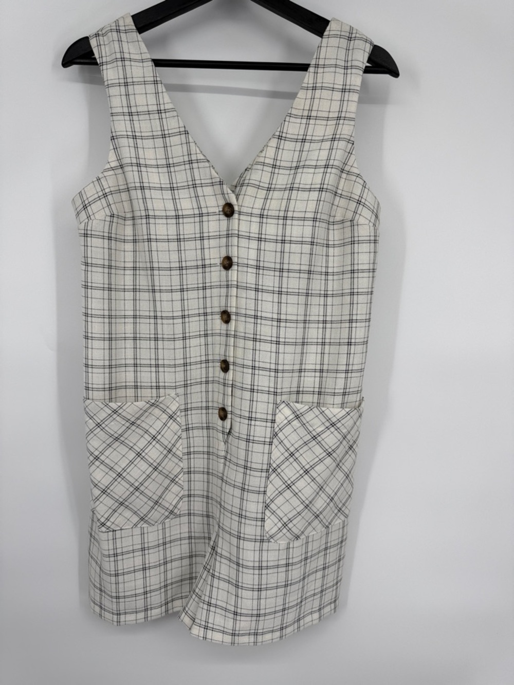 NWT TOPSHOP‎ Check Button Romper